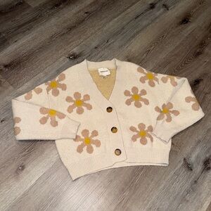 INDUSTRY Beige Floral Cardigan Sweater